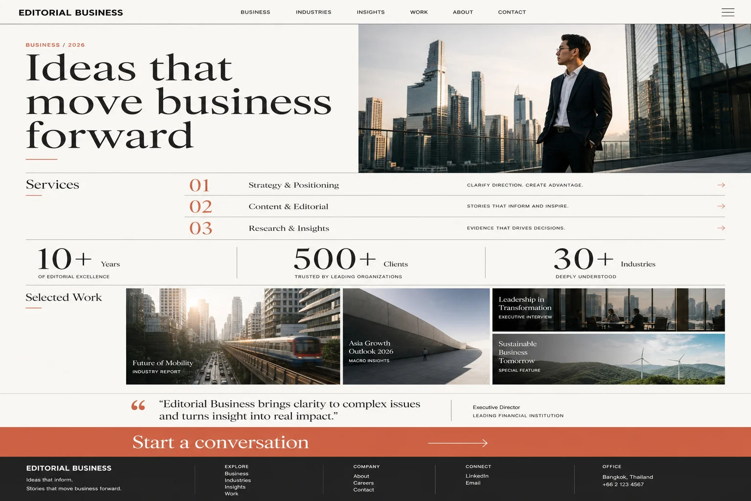 ตัวอย่างเทมเพลต Editorial Business